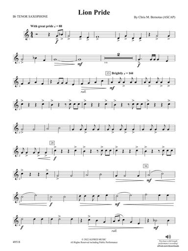 Lion Pride: B-flat Tenor Saxophone