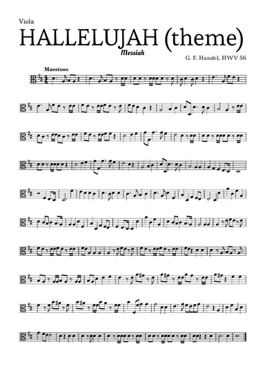Aleluia (HALLELUJAH), of the Messiah - for Viola and accompaniment