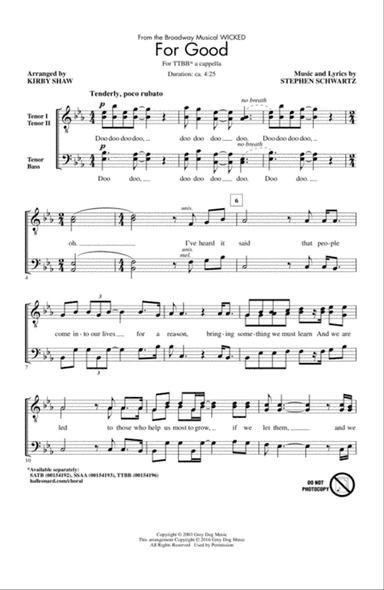 For Good (from Wicked) (arr. Kirby Shaw)