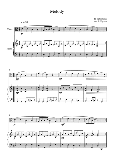 Melody, Robert Schumann, For Viola & Piano