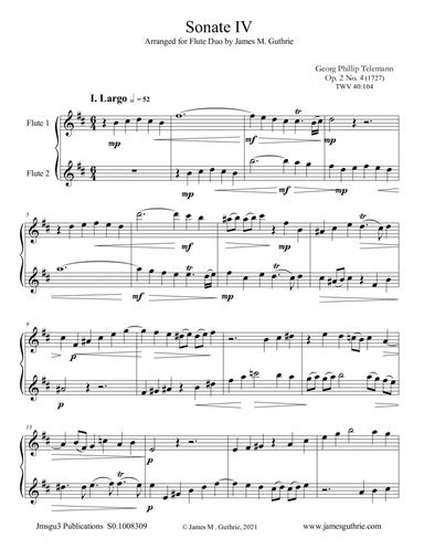 Telemann: Sonata Op. 2 No. 4 for Flute Duo