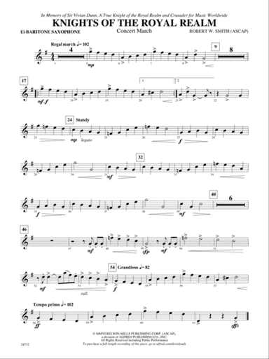 Knights of the Royal Realm (Concert March): E-flat Baritone Saxophone