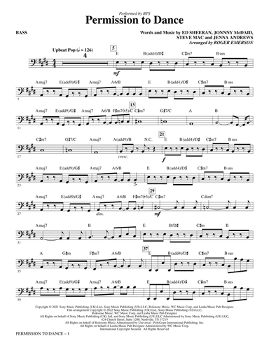 Permission To Dance (arr. Roger Emerson) - Bass