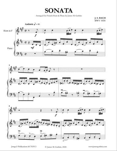 BACH: Six Sonatas BWV 1030-1035 for French Horn & Piano