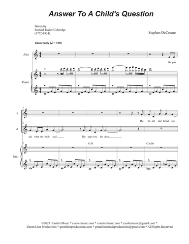 Answer To A Child's Question (2-part choir - (SA)