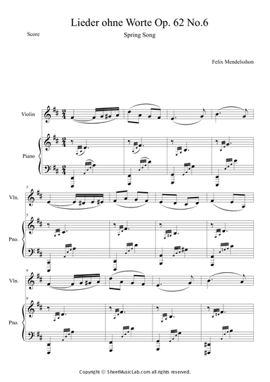 Lieder ohne Worte Op.62 No.6 in D
