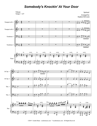 Somebody's Knockin' At Your Door (for Brass Quartet & Piano - Alternate Version)