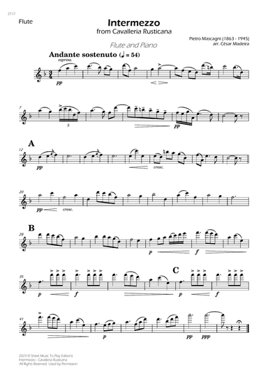 Intermezzo from Cavalleria Rusticana - Flute and Piano (Individual Parts)