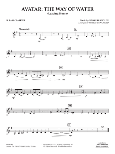 Avatar: The Way Of Water (arr. Robert Longfield) - Bb Bass Clarinet