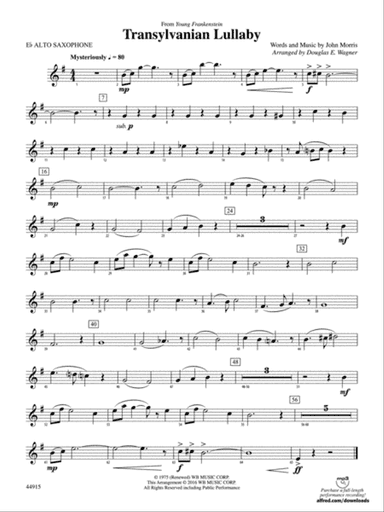 Transylvanian Lullaby: E-flat Alto Saxophone
