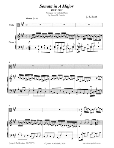 BACH: Sonata BWV 1032 for Viola & Piano