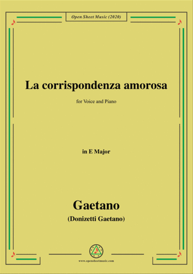 Donizetti-La corrispondenza amorosa,in E Major,for Voice and Piano