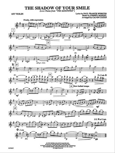 The Shadow of Your Smile (from The Sandpiper): 1st Violin