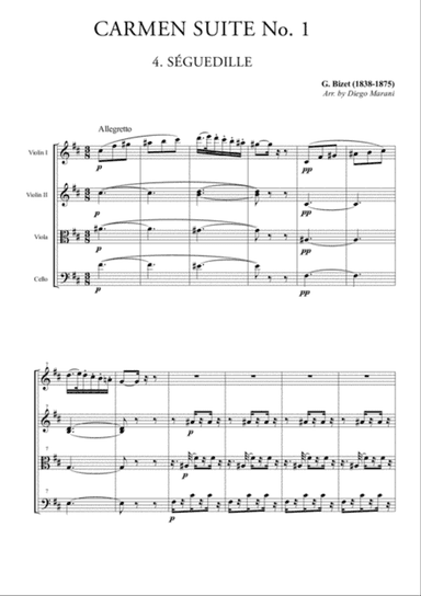 Seguedille & Les Dragons d'Alcala from "Carmen Suite" for String Quartet
