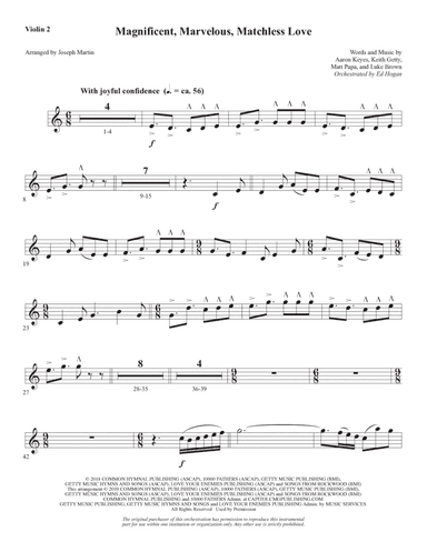 Magnificent, Marvelous, Matchless Love (arr. Joseph M. Martin) - Violin 2