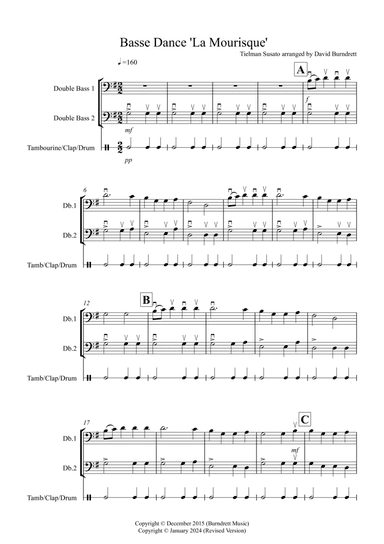 Basse Dance by Susato for Double Bass Duet