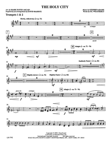 The Holy City (arr. Mark Hayes) - Trumpets 1 & 2