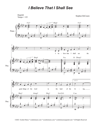 I Believe That I Shall See (Unison choir)