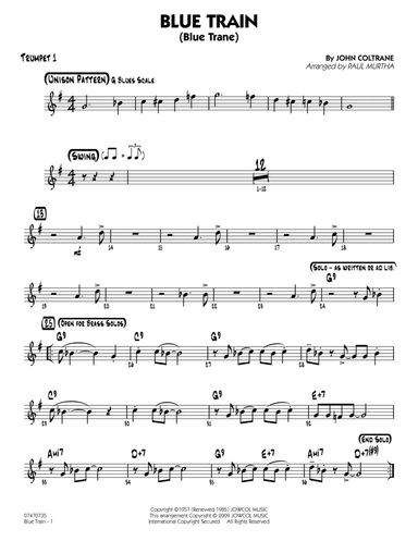 Blue Train (Blue Trane) (arr. Paul Murtha) - Trumpet 1