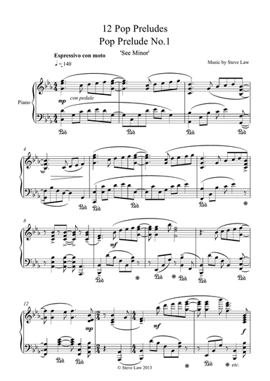 Steve Law 12 Pop Preludes for piano 2013