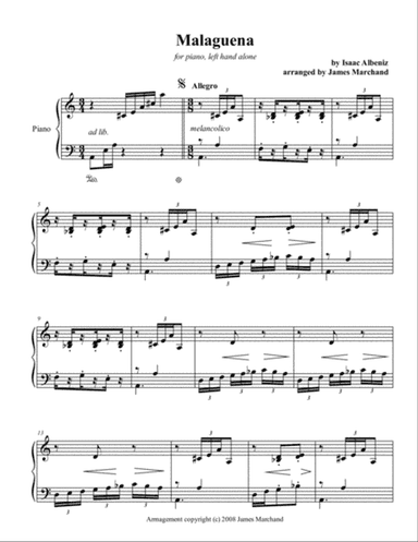 Malaguena, for left hand alone