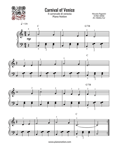 Carnival of Venice |Â Oh mamma, mamma cara (Easy Piano Solo)