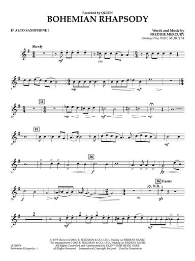 Bohemian Rhapsody (arr. Paul Murtha) - Eb Alto Saxophone 1
