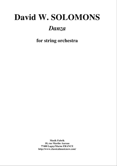 David Warin Solomons: Danza for string orchestra, score and parts