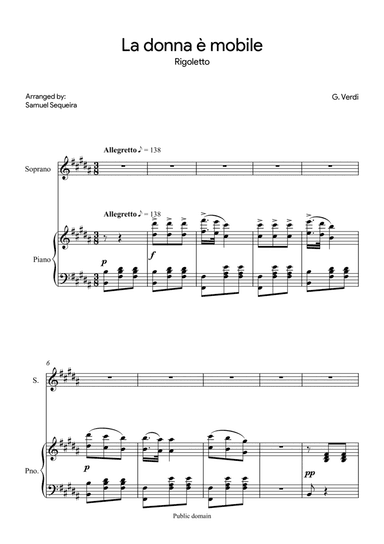 La donna è mobile - for soprano- in B