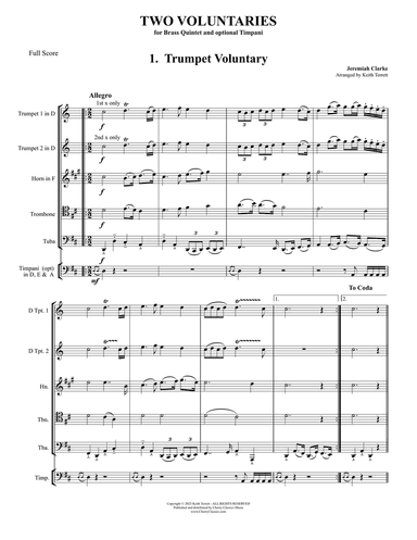 Two Voluntaries for Brass Quintet & optional Timpani