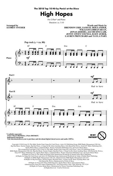 High Hopes (arr. Audrey Snyder)