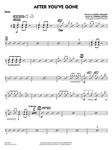 After You've Gone (arr. Mark Taylor) - Drums