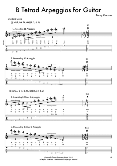 B Tetrad Arpeggios for Guitar
