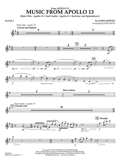 Music from Apollo 13 (arr. John Moss) - Flute 2