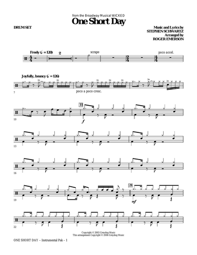 One Short Day - Drum Set