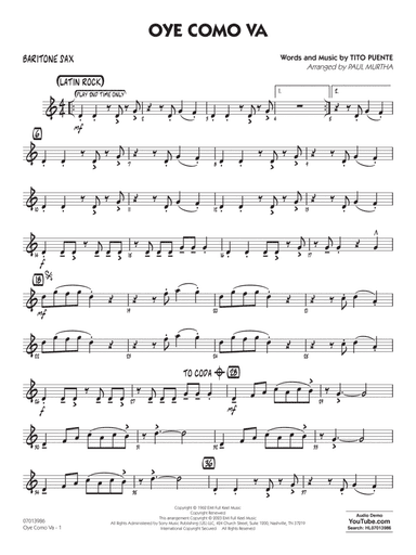 Oye Como Va (arr. Paul Murtha) - Baritone Sax