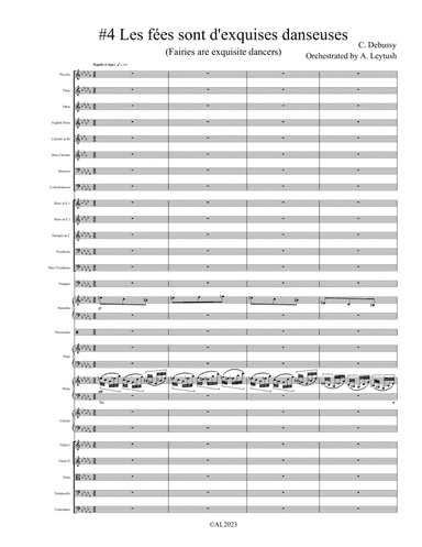 C. Debussy - Prelude #4 (II) Les fées sont d'exquises da, Orchestrated by A. Leytush - Score Only