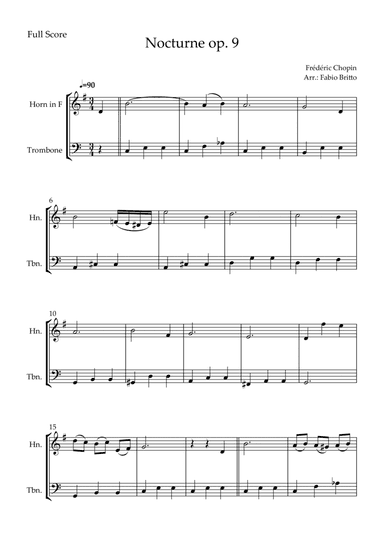 Nocturne Op.9 No. 2 (Frédéric Chopin) for Horn in F & Trombone Duo