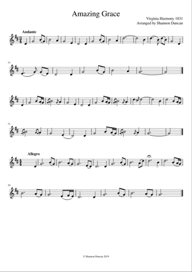 Amazing Grace for descant recorder