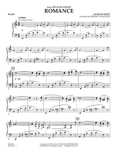 Romance (from The Pearl Fishers) - Piano