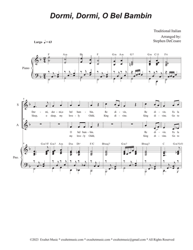 Dormi, Dormi, O Bel Bambin (Duet for Soprano and Alto solo)