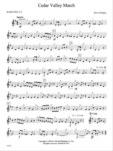Cedar Valley March: Baritone T.C.