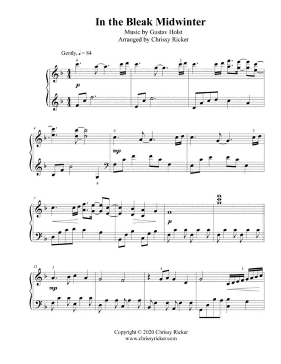 In the Bleak Midwinter - intermediate/late intermediate piano