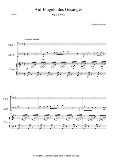 Auf Flugeln des Gesanges Easy Version in G