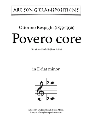 RESPIGHI: Povero core (transposed to E-flat minor)