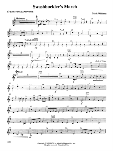 Swashbuckler's March: E-flat Baritone Saxophone