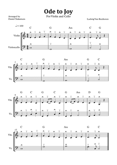 Ode to Joy (Easy Violin and Cello)