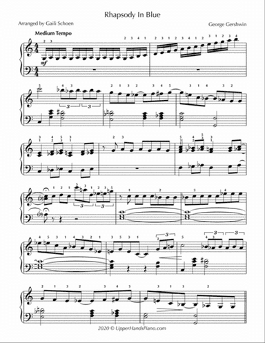 Rhapsody in Blue (simplified for the Early Intermediate to Intermediate Pianist)