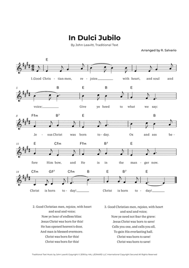 In Dulci Jubilo (Key of E Major)