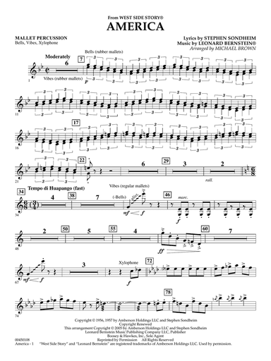 America (from West Side Story) (arr. Michael Brown) - Mallet Percussion